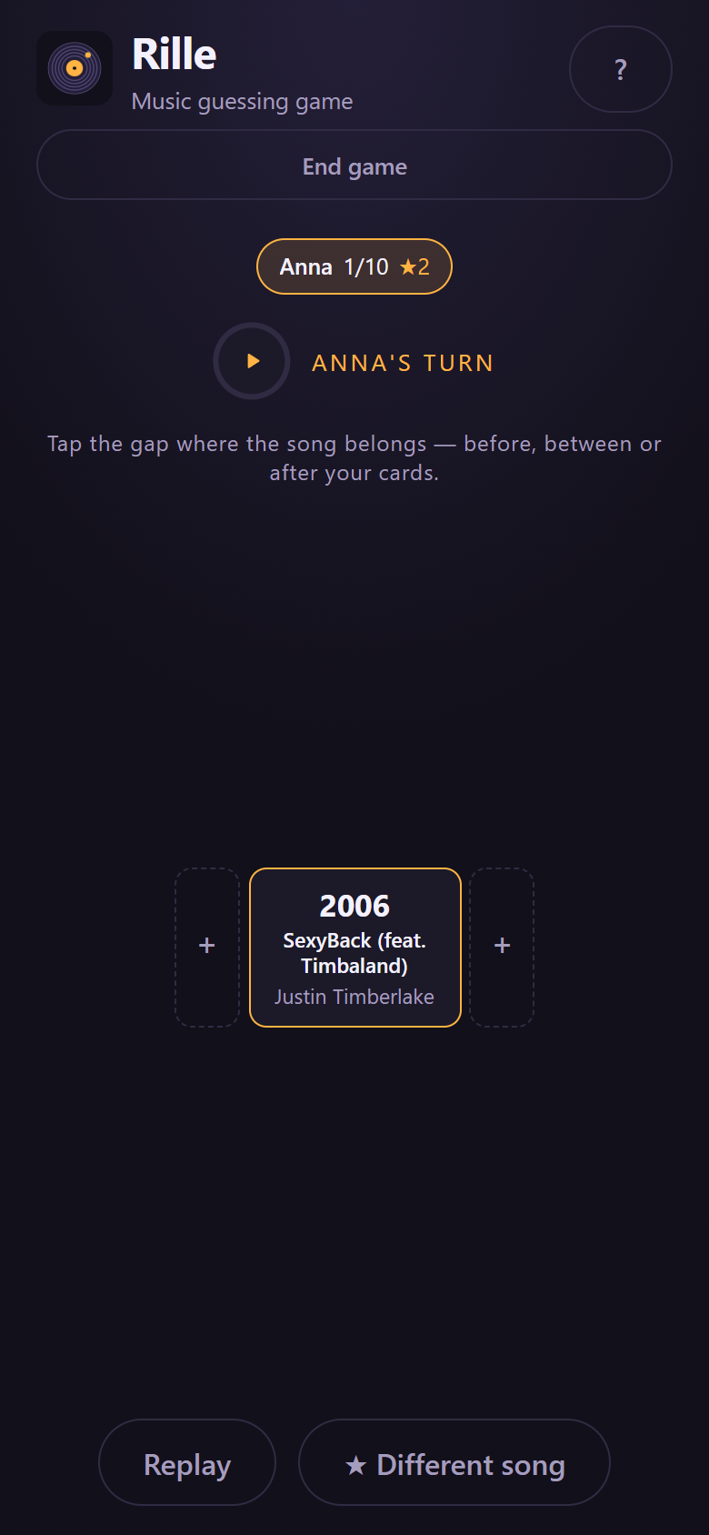 A solo run: a timeline with no opponents and no score bar
